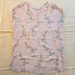 Loft blouse, size small, pink with green and blue floral pattern